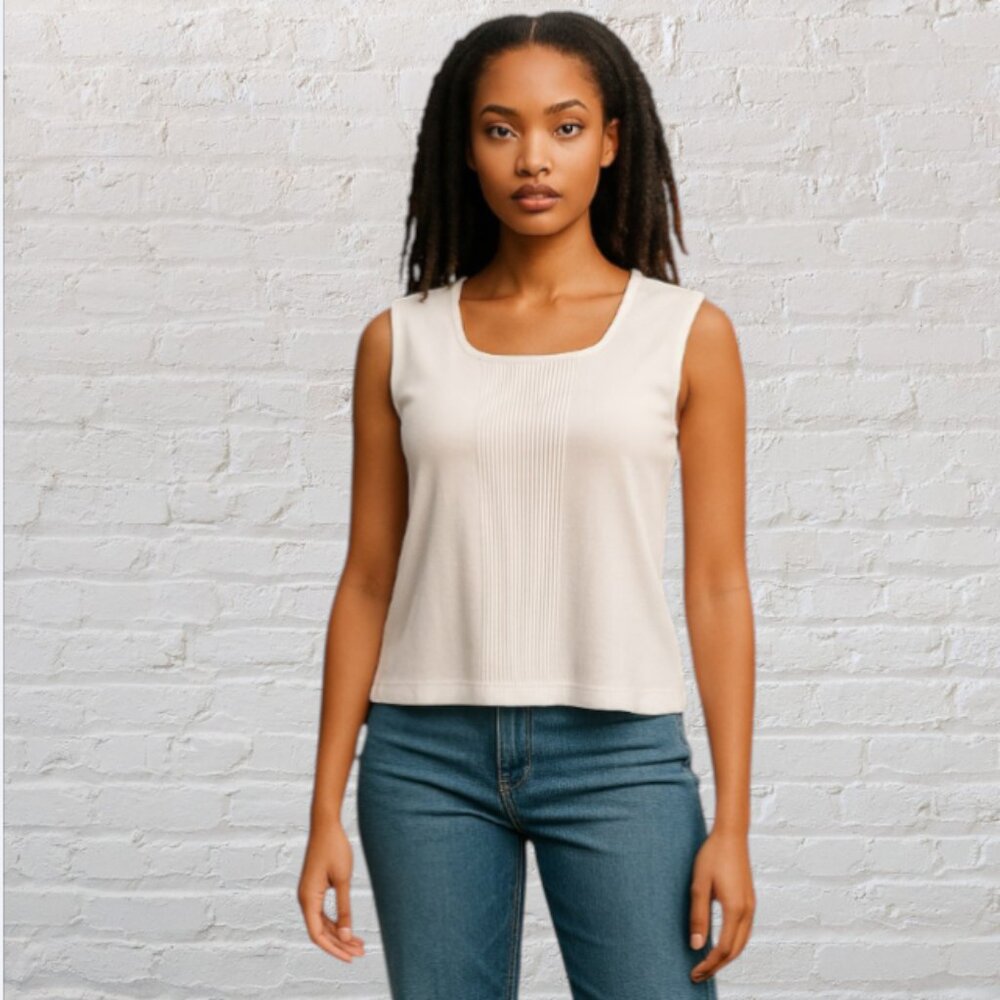 DRESS BARN -- Sleeveless Top, Lightweight for Summer, Casual, White